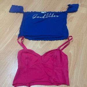 Neon pink Talula Aritzia bustier crop top, size small
